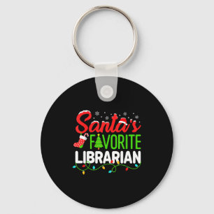 Santa's Favorite Librarian Christmas Library Book Key Ring