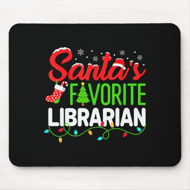 Santa's Favorite Librarian Christmas Library Book  Mouse Mat (Front)