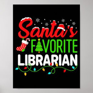 Santa's Favorite Librarian Christmas Library Book  Poster