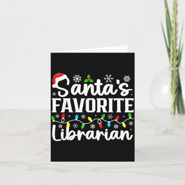 Santa's Favorite Librarian Funny Christmas Family  Card (Front)