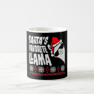 Santa's Favorite Llama Cool Sunglasses Side XMas Coffee Mug
