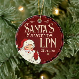 Santa's Favorite LPN Ceramic Ornament