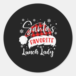 Santa's Favorite Lunch Lady Hat Flannel Christmas  Classic Round Sticker