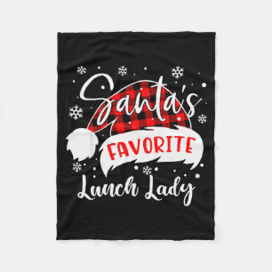 Santa's Favorite Lunch Lady Hat Flannel Christmas  Fleece Blanket