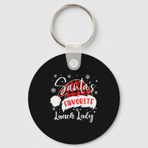 Santa's Favorite Lunch Lady Hat Flannel Christmas Key Ring