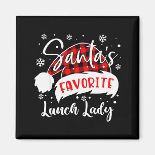 Santa's Favorite Lunch Lady Hat Flannel Christmas  Magnet