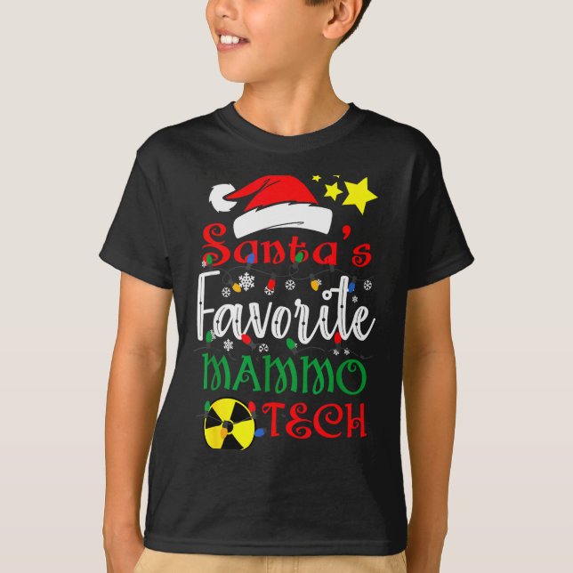 Santa's Favorite Mammo Tech, Mammography Christmas T-Shirt (Front)