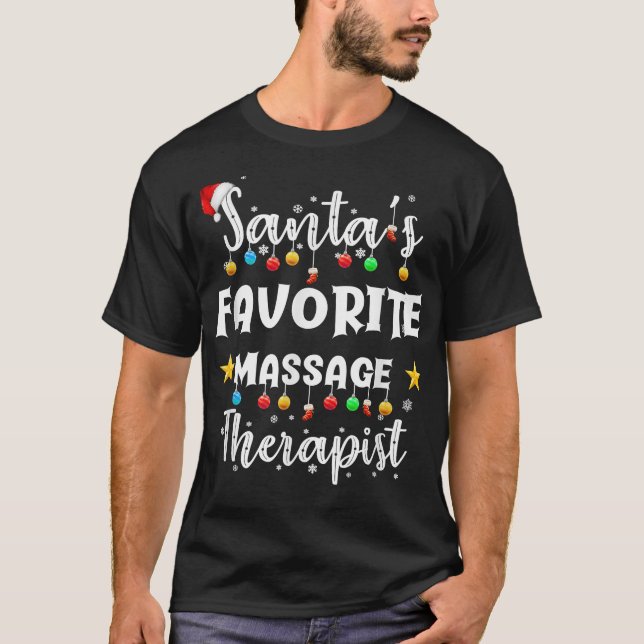 Santa's Favorite Massage Therapist Christmas Massa T-Shirt (Front)