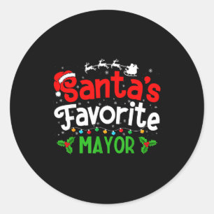 Santa's Favorite Mayor Christmas Party  Classic Round Sticker