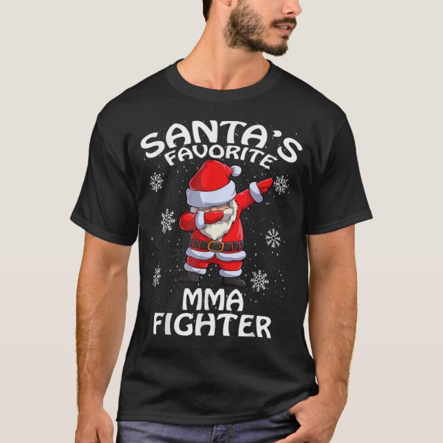 Santa's Favorite Mma Fighter Christmas T-Shirt (Front)