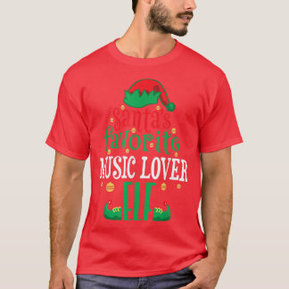 Santas Favorite Music Lover Elf Christmas Matching T-Shirt