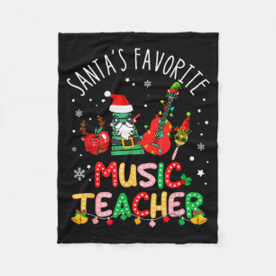 Santa's Favorite Music Teacher Christmas Santa Hat Fleece Blanket