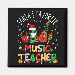 Santa's Favorite Music Teacher Christmas Santa Hat Magnet