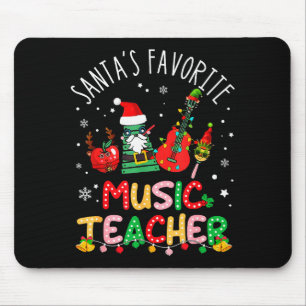 Santa's Favorite Music Teacher Christmas Santa Hat Mouse Mat