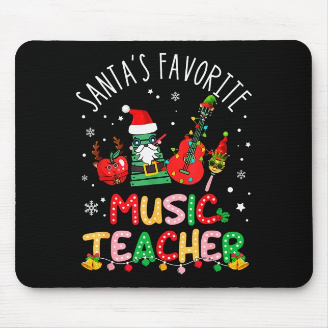 Santa's Favorite Music Teacher Christmas Santa Hat Mouse Mat (Front)