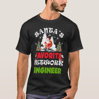 Santa's Favorite Network Engineer Funny Christmas T-Shirt