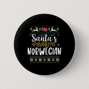 Santa's Favorite Norwegian - Norway Ugly Christmas 6 Cm Round Badge