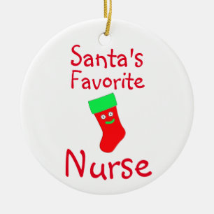 Santa's Favorite Nurse Ceramic Tree Decoration