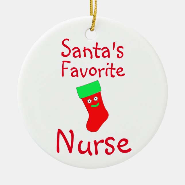 Santa's Favorite Nurse Ceramic Tree Decoration (Front)