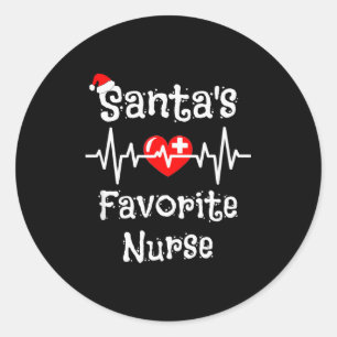 Santa's Favorite Nurse Christmas 2021 Classic Round Sticker
