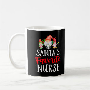 Santa's Favorite Nurse Christmas Gnome Santa Healt Coffee Mug
