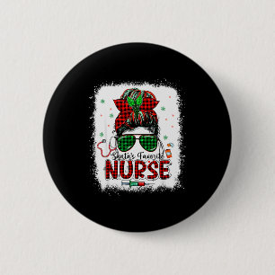 Santas Favorite Nurse Christmas Santa Hat Light Me 6 Cm Round Badge