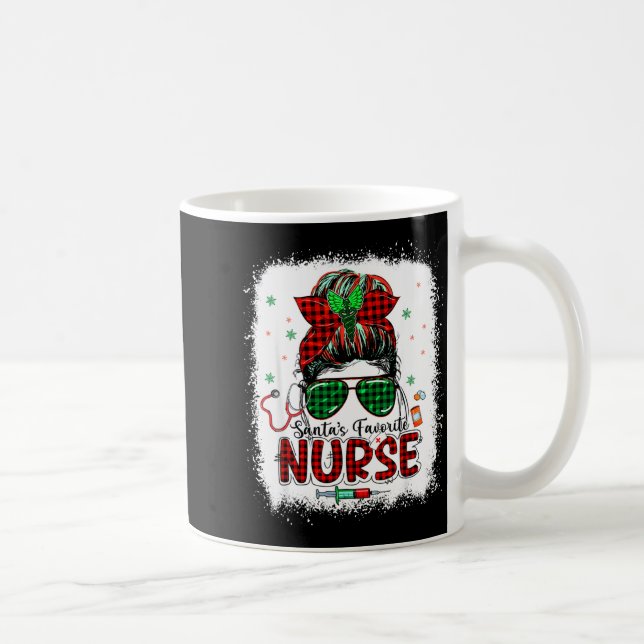 Santas Favorite Nurse Christmas Santa Hat Light Me Coffee Mug (Right)