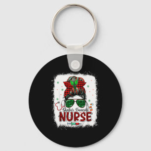 Santas Favorite Nurse Christmas Santa Hat Light Me Key Ring