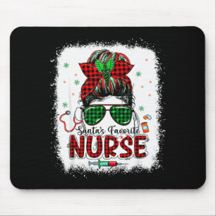 Santas Favorite Nurse Christmas Santa Hat Light Me Mouse Mat