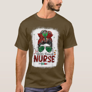 Santas Favorite Nurse Christmas Santa Hat Light Me T-Shirt