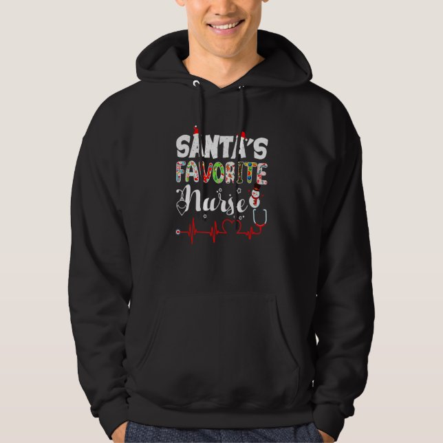 Santas Favorite Nurse Christmas Scrub Xmas RN Men  Hoodie (Front)