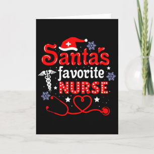Santa's Favorite Nurse Christmas Short Sleeve Card