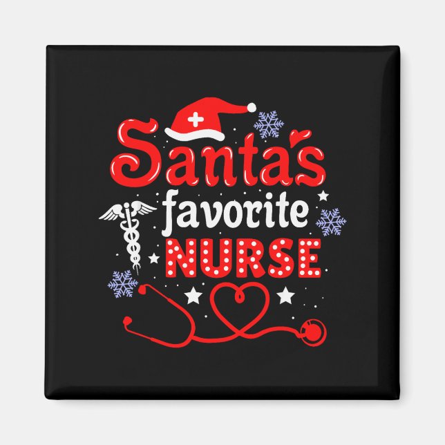 Santa's Favorite Nurse Christmas Short Sleeve  Magnet (Front)