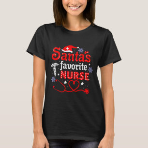 Santa's Favorite Nurse Christmas Short Sleeve  T-Shirt