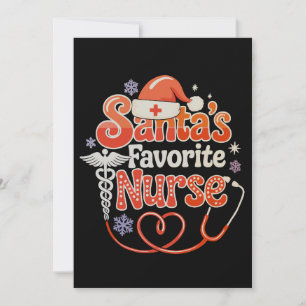 Santa's Favorite Nurse Christmas Xmas Holiday Card