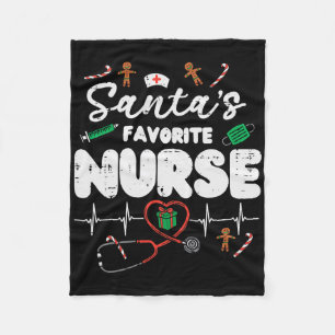 Santas Favorite Nurse Christmas Xmas Nursing Scrub Fleece Blanket