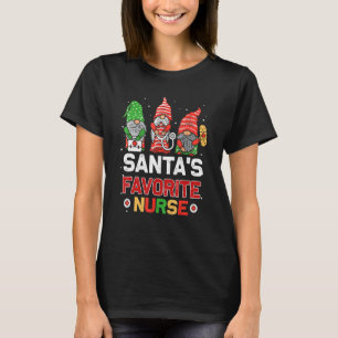 Santas Favorite Nurse Cute Christmas Gnome Men Wom T-Shirt