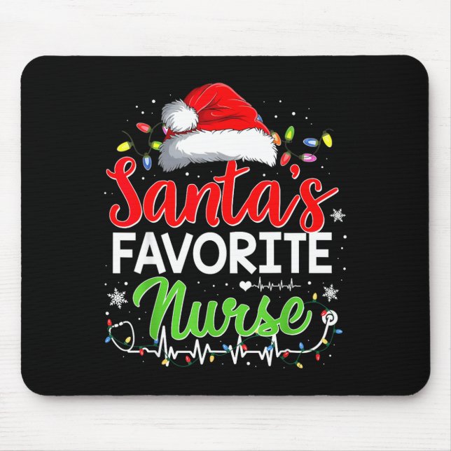 Santa's Favorite Nurse Funny Christmas Nurse Xmas  Mouse Mat (Front)