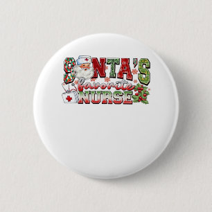 Santa's Favorite Nurse, Merry Nurse, Nurse Christm 6 Cm Round Badge