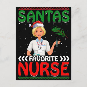 Santa's Favorite Nurse Professional Funny Christma Holiday Postcard