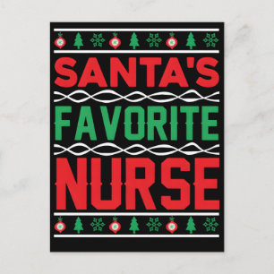 Santa's Favorite Nurse Professional Funny Christma Holiday Postcard