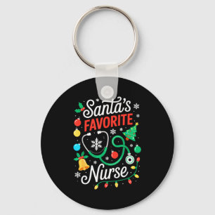 Santa's Favorite Nurse Shirt Men Women Funny Chris Key Ring