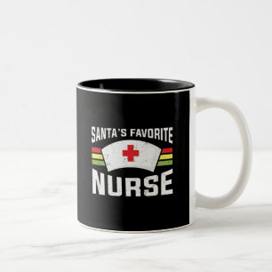 Santa's Favorite Nurse Two-Tone Coffee Mug
