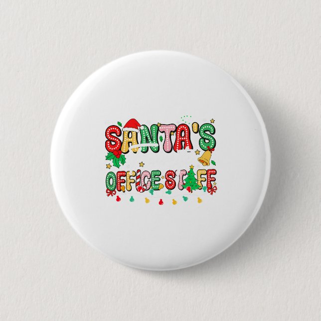 Santa's Favorite Office Staff Christmas Lights San 6 Cm Round Badge (Front)
