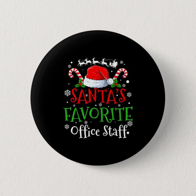 Santa's Favorite Office Staff Christmas Party  6 Cm Round Badge (Front)