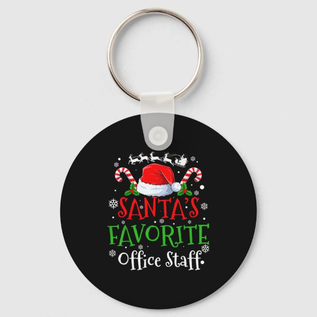 Santa's Favorite Office Staff Christmas Party  Key Ring (Front)