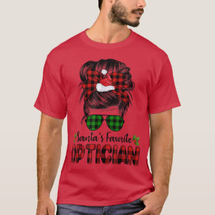 Santas Favorite Optician Red Plaid Funny Santa Chr T-Shirt