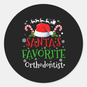 Santa's Favorite Orthodontist Christmas Party  Classic Round Sticker