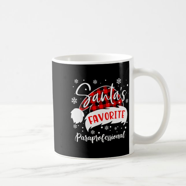 Santa's Favorite Paraprofessional Hat Flannel Chri Coffee Mug (Right)
