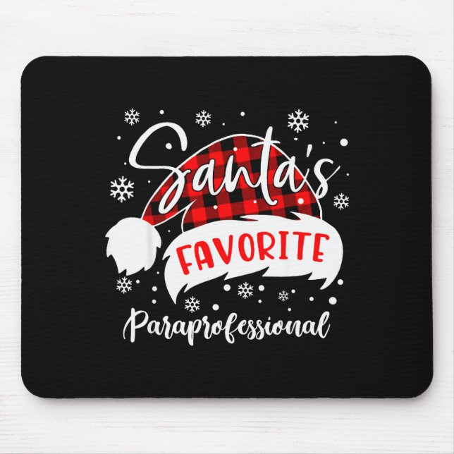 Santa's Favorite Paraprofessional Hat Flannel Chri Mouse Mat (Front)